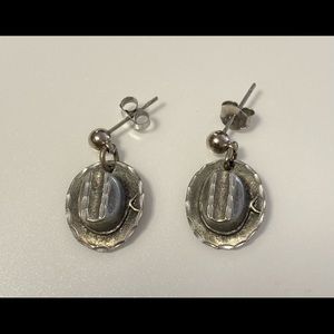Pewter Cowboy Hat Pierced Dangle Earring